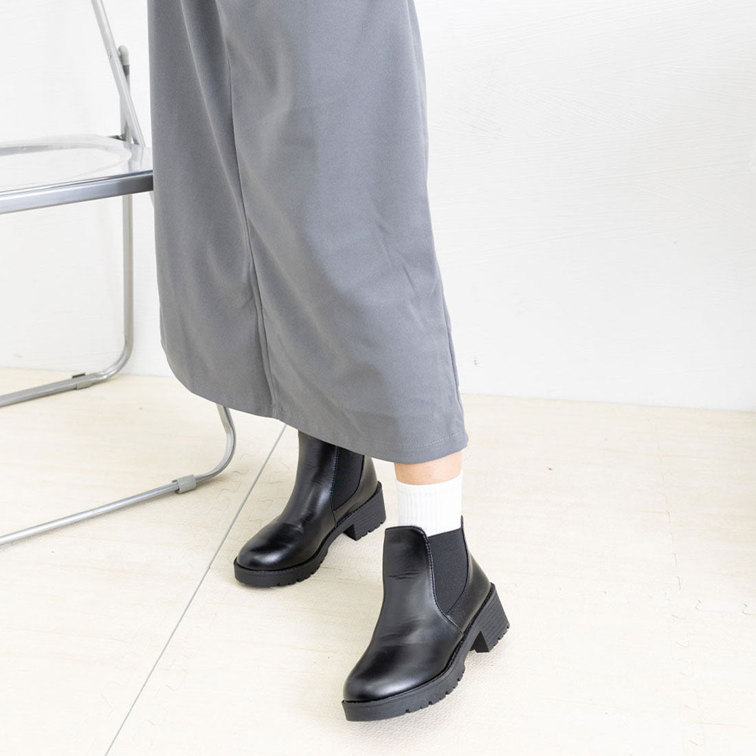 サイドゴアブーツ 裏起毛 ショートブーツ