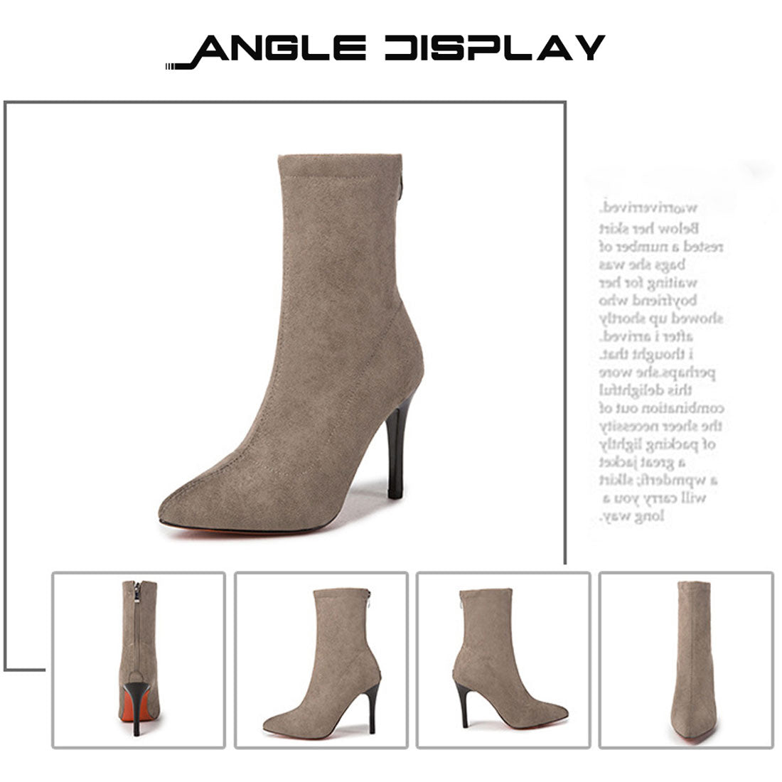 ブーティ レディース スエード調高ヒール ブラック