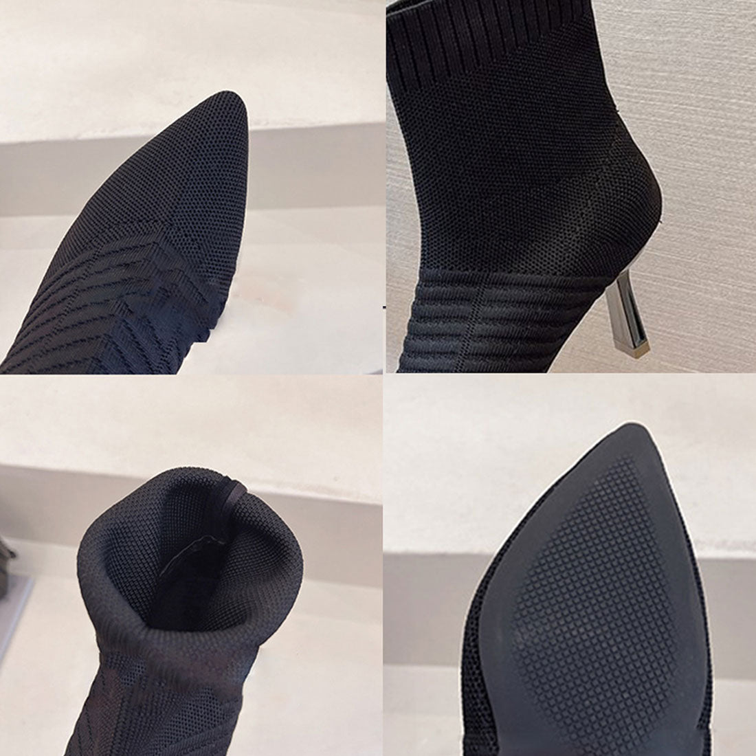 ニットソックスブーツ ポインテッドトゥ