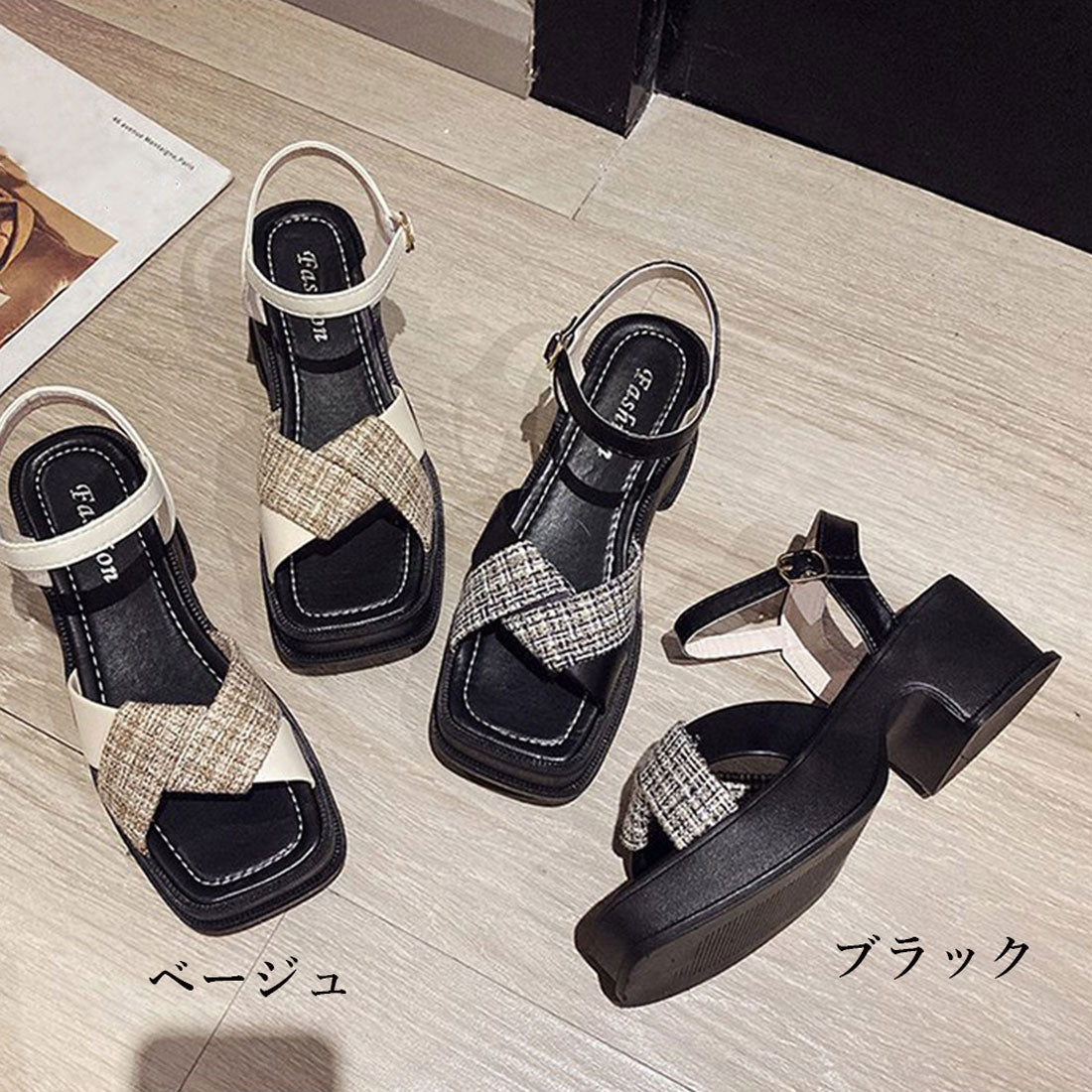 Platform Sandals with Cross Straps for Korea Spring/Summer