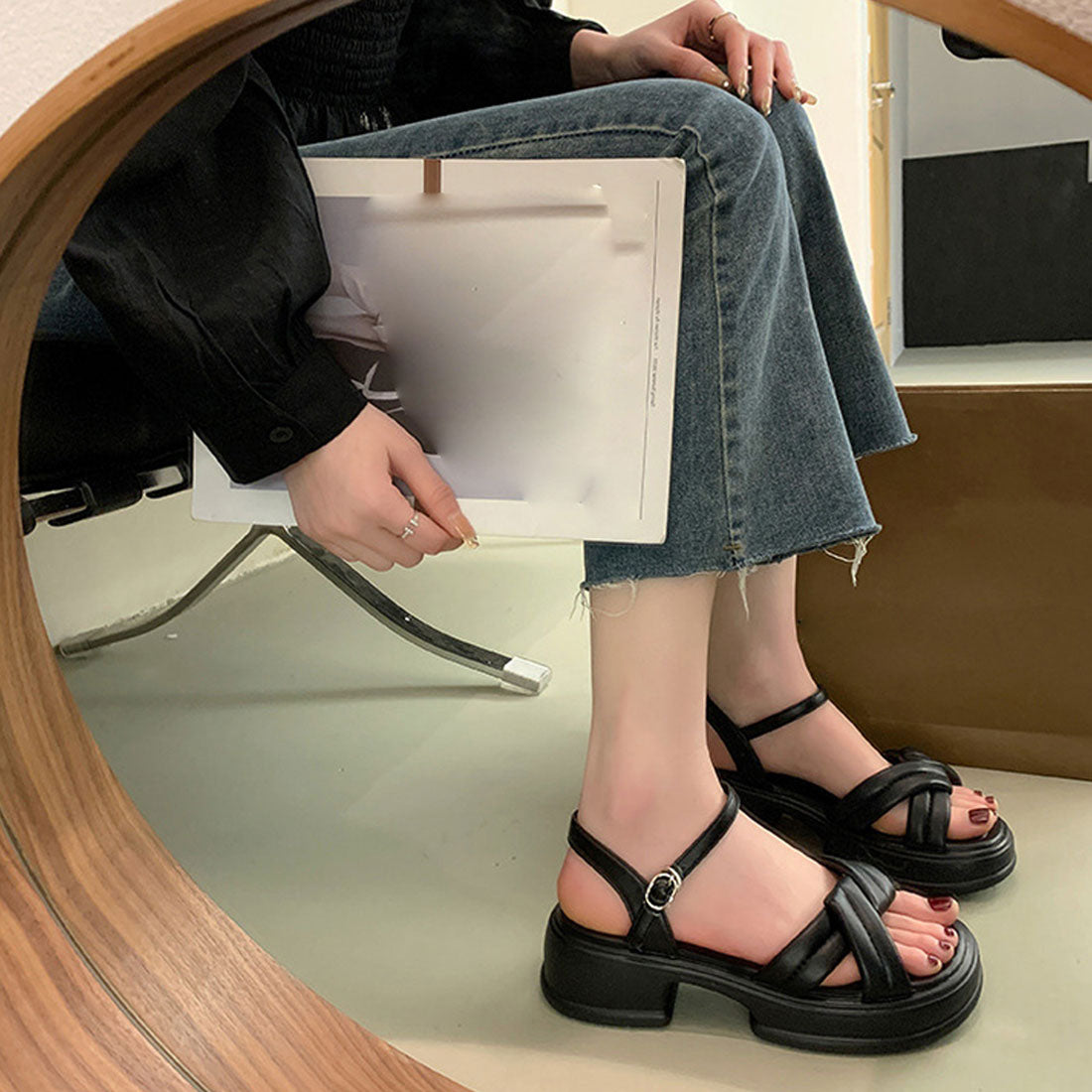 厚底サンダル 美脚 レディース 韓国 夏