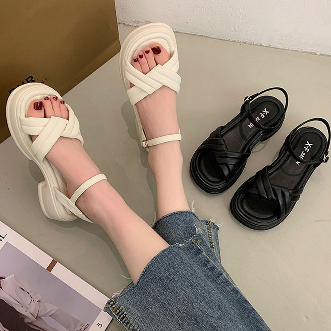 厚底サンダル 美脚 レディース 韓国 夏