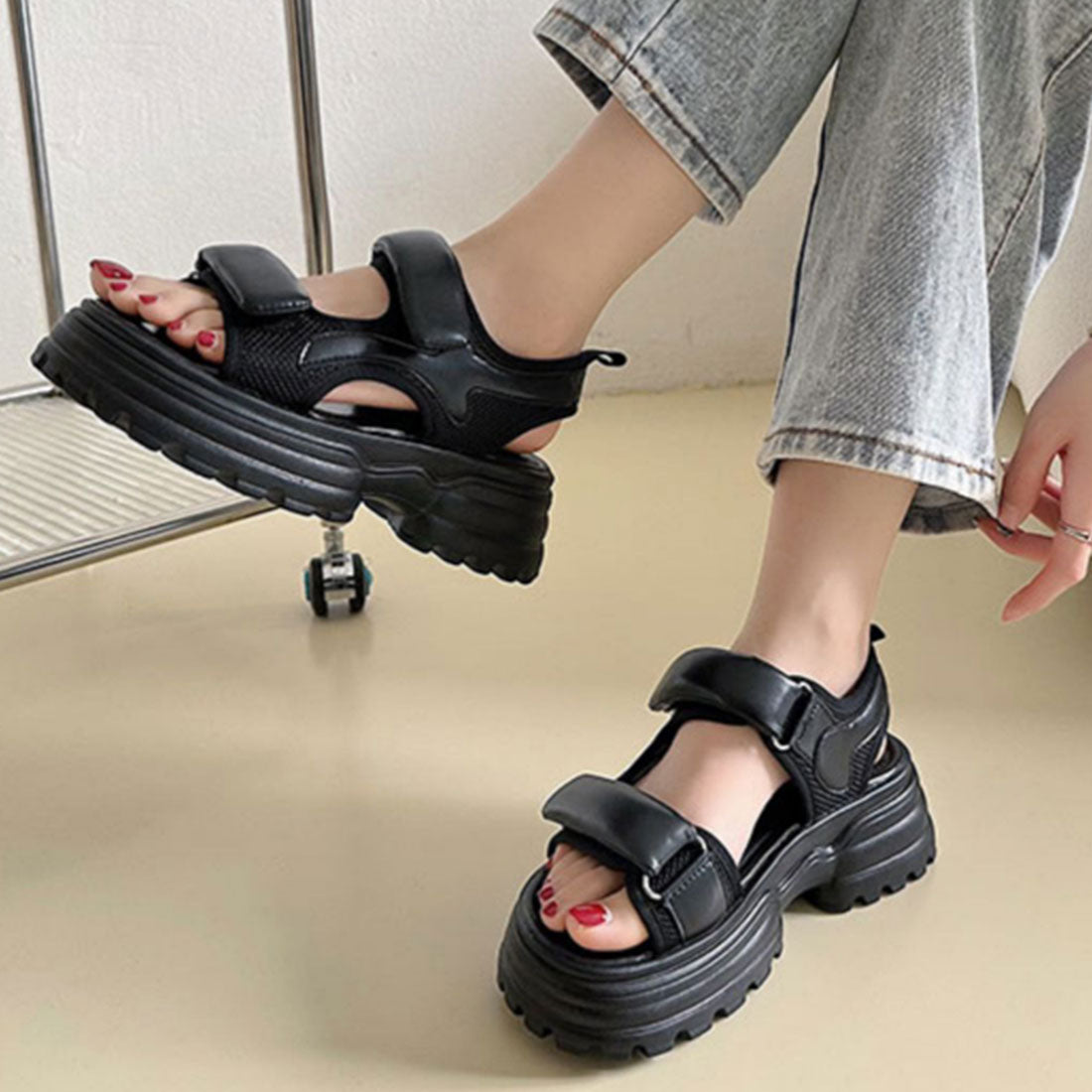 厚底サンダル スポーツサンダル 美脚 夏