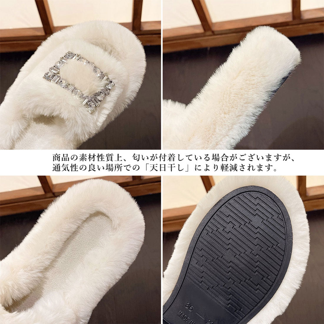 ファーサンダル レディースファースリッパ くすみピンク
