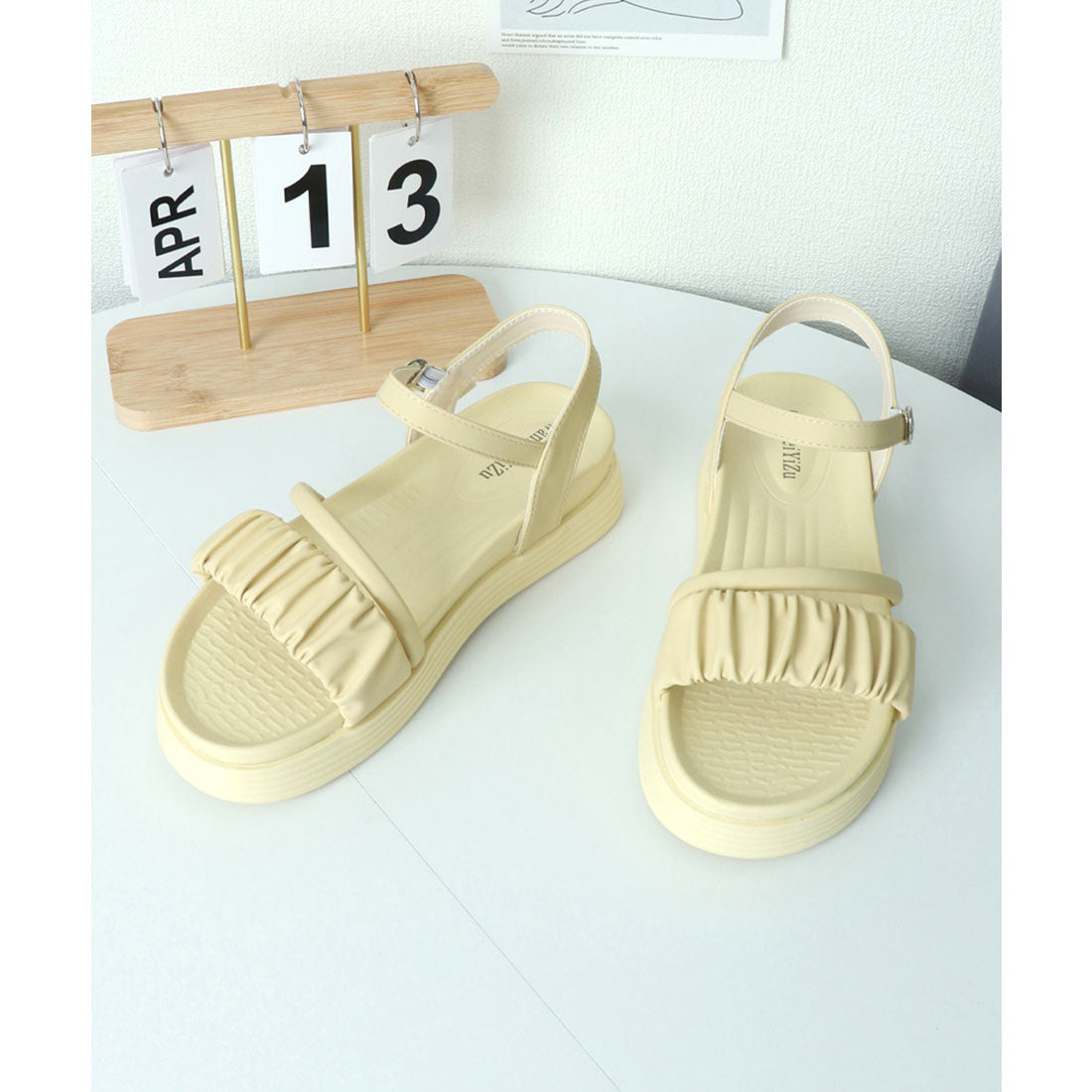 厚底サンダル レディース 美脚 夏靴 ブラック
