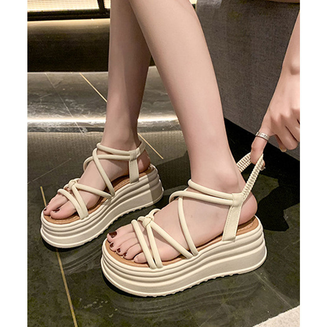 ミニミニストア miniministore 厚底 ストラップサンダル 美脚 夏靴