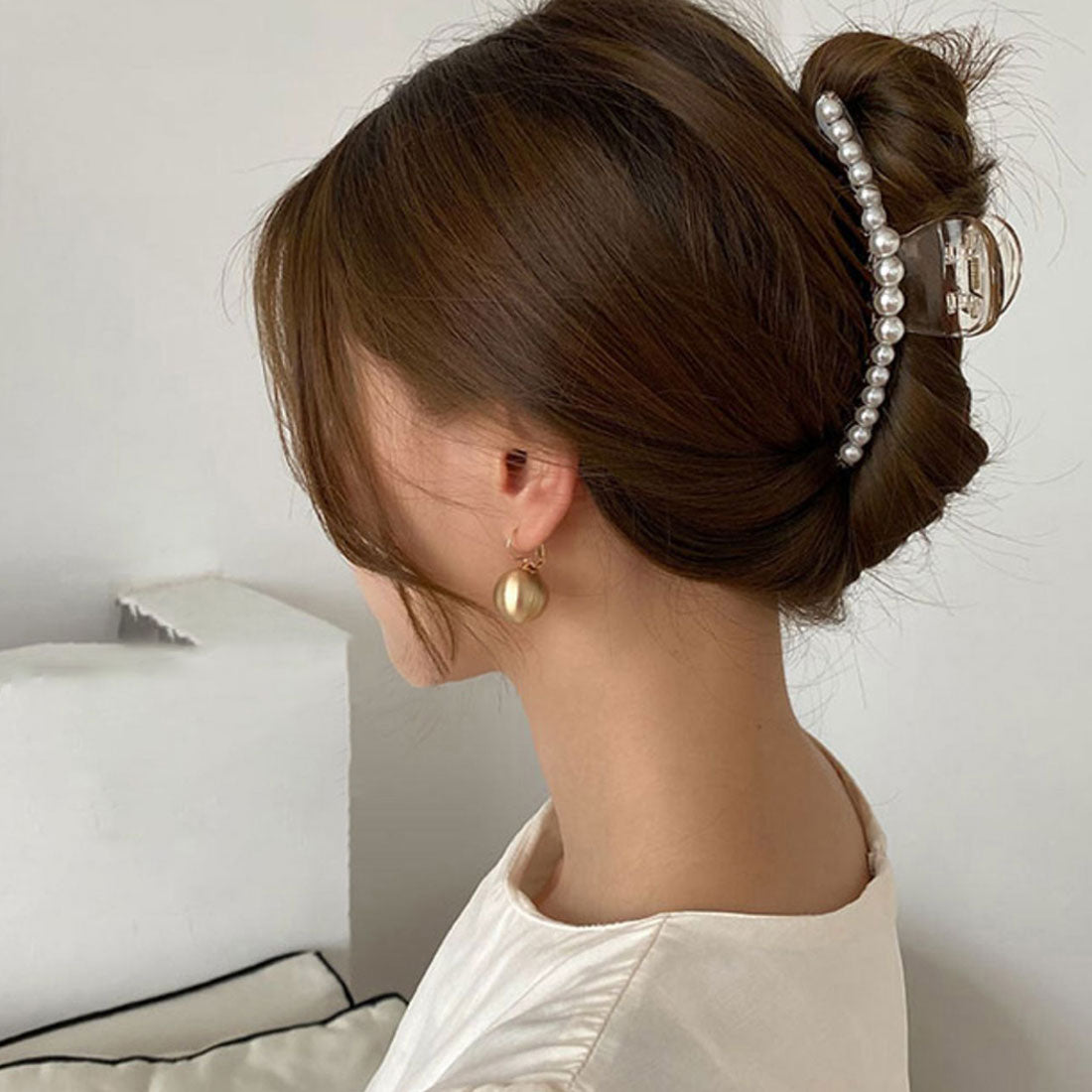バンスクリップ 可愛い ヘアクリップ,ホワイトA