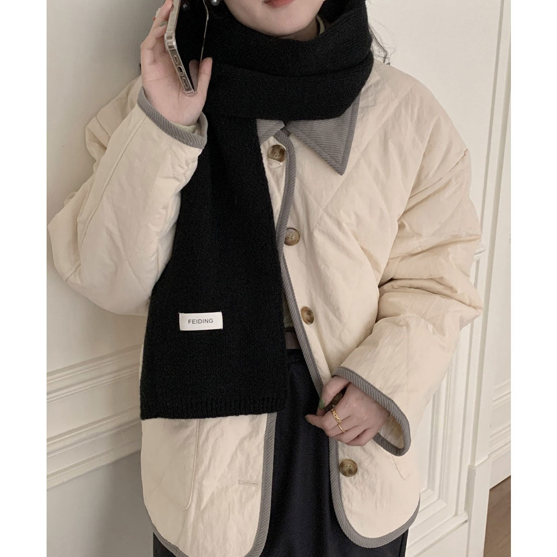 ミニミニストア miniministore ニットマフラー韓国風 無地ニットストール