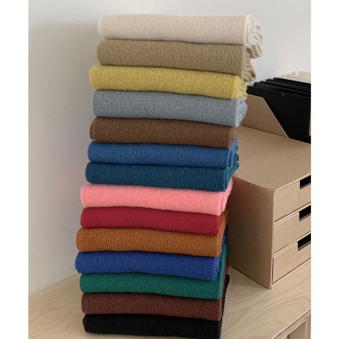 ミニミニストア miniministore ニットマフラー韓国風 無地ニットストール