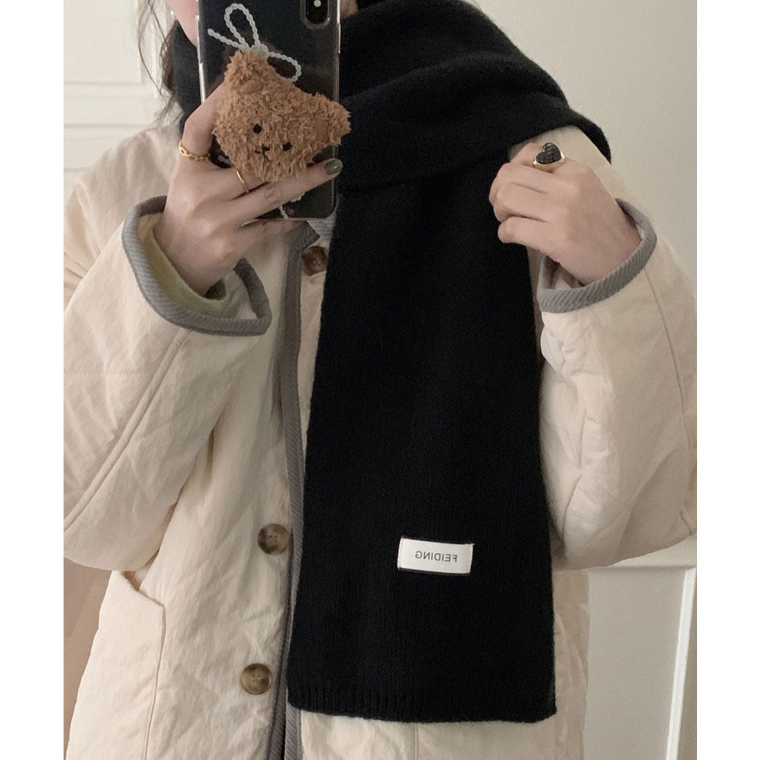 ミニミニストア miniministore ニットマフラー韓国風 無地ニットストール