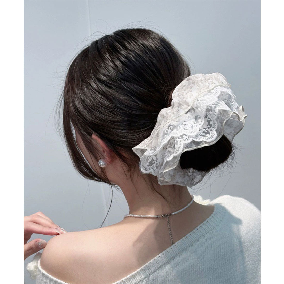 ミニミニストア miniministore ボリュームレースシュシュ 大きめヘアゴム （アイボリー） アイボリー