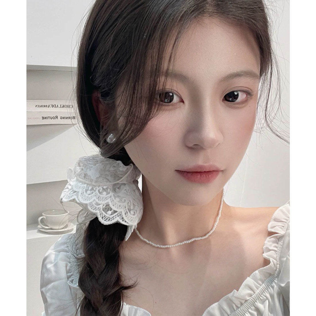 ミニミニストア miniministore ボリュームレースシュシュ 大きめヘアゴム （アイボリー） アイボリー