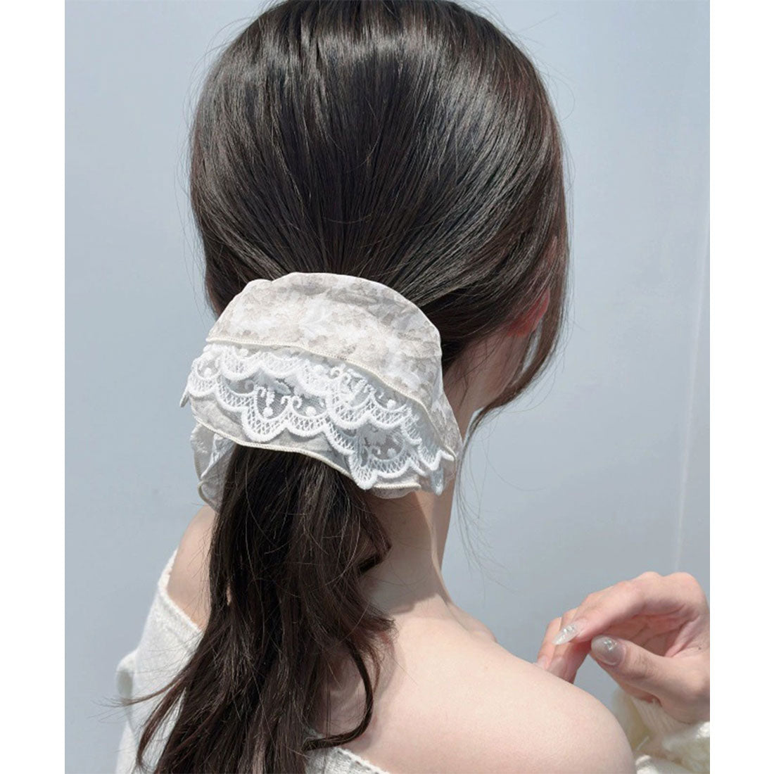 ミニミニストア miniministore ボリュームレースシュシュ 大きめヘアゴム （アイボリー） アイボリー