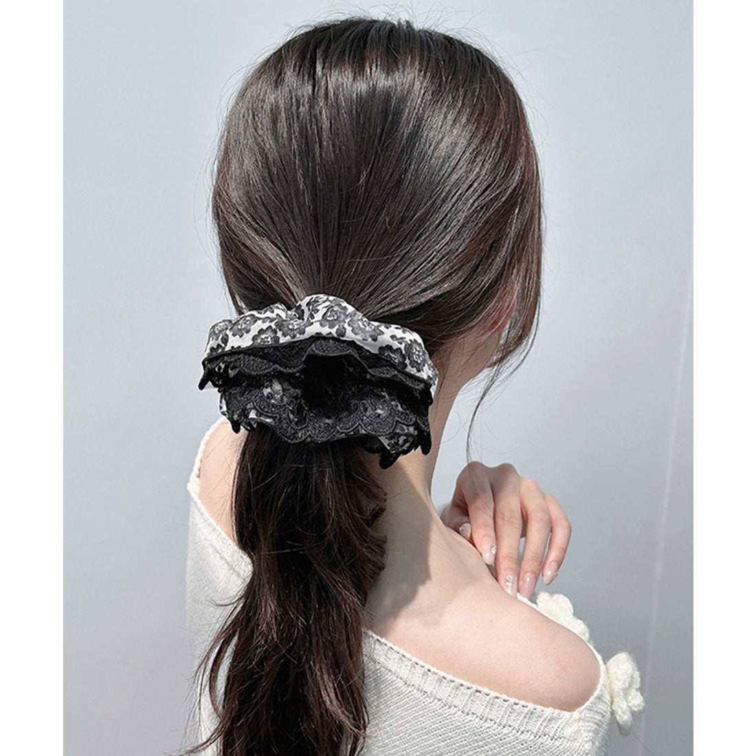 ミニミニストア miniministore ボリュームレースシュシュ 大きめヘアゴム （アイボリー） アイボリー