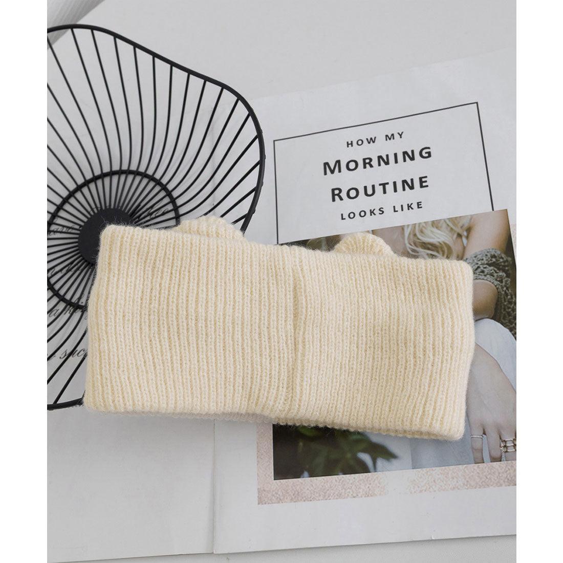 ミニミニストア miniministore 猫耳リブニットヘアバンド 幅広い 髪留め （ピンク） ピンク