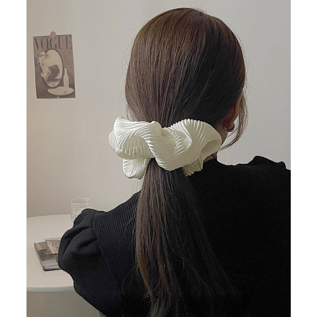 ミニミニストア miniministore プリーツシュシュ ヘアゴム ボリューム （アイボリー） アイボリー