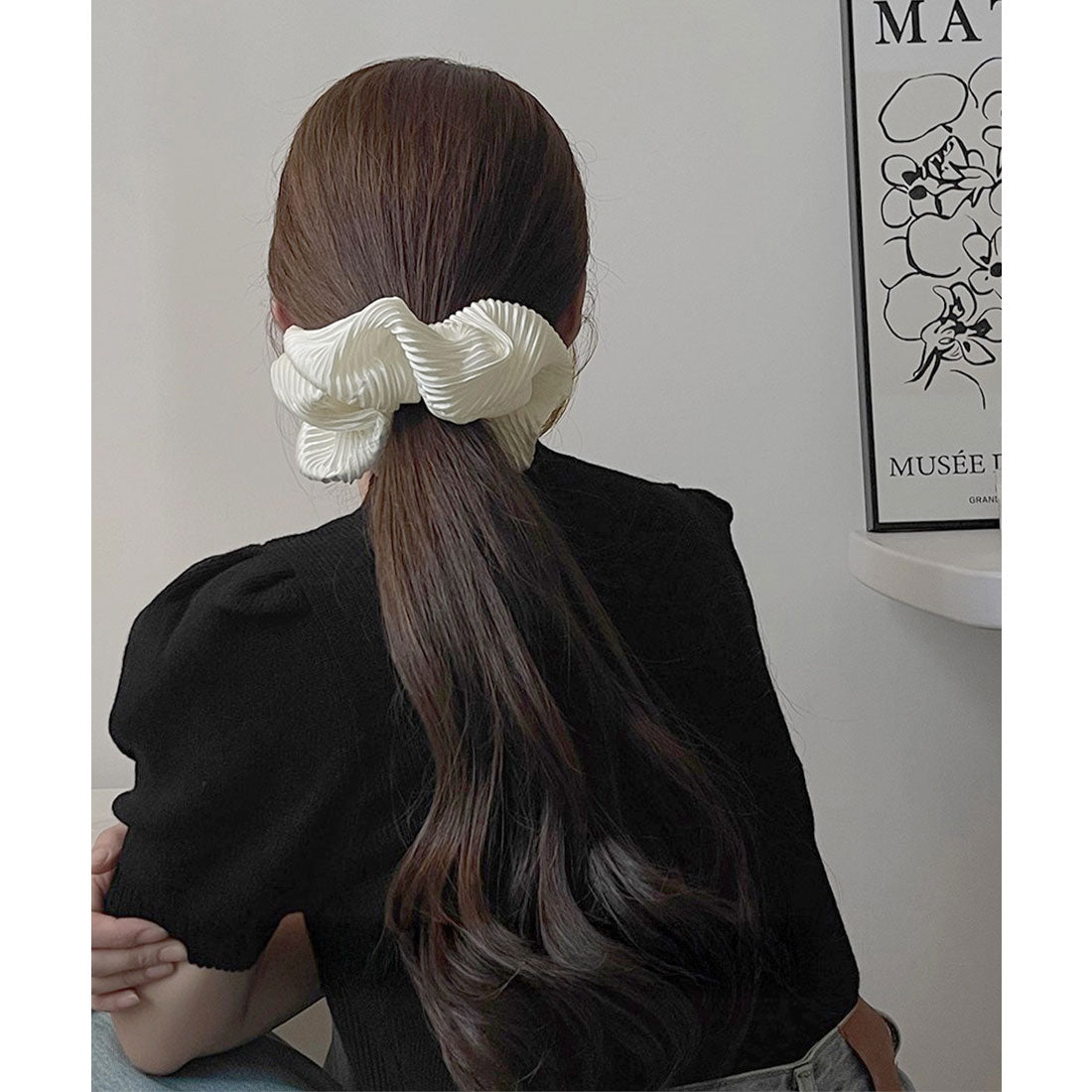 ミニミニストア miniministore プリーツシュシュ ヘアゴム ボリューム （アイボリー） アイボリー