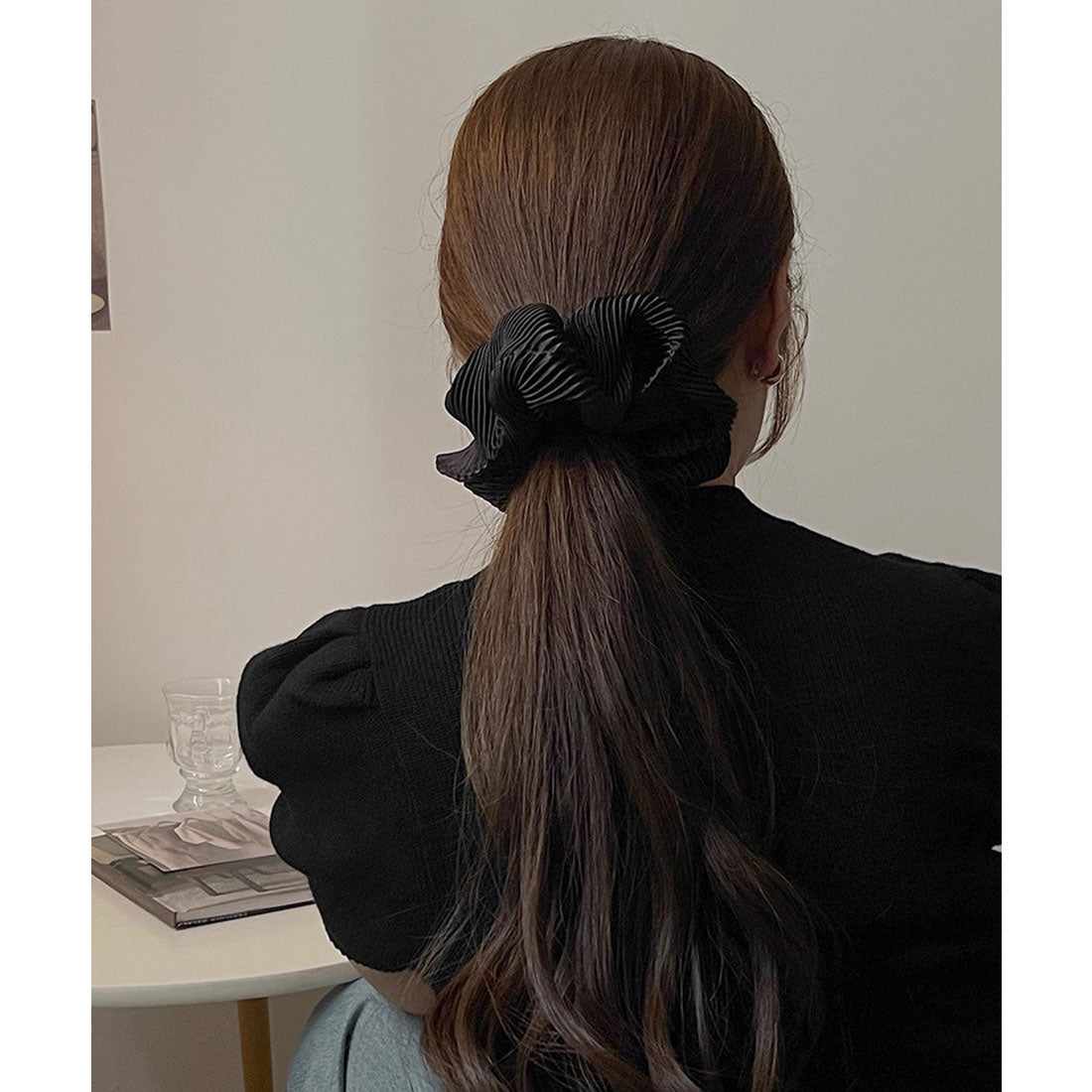 ミニミニストア miniministore プリーツシュシュ ヘアゴム ボリューム （アイボリー） アイボリー