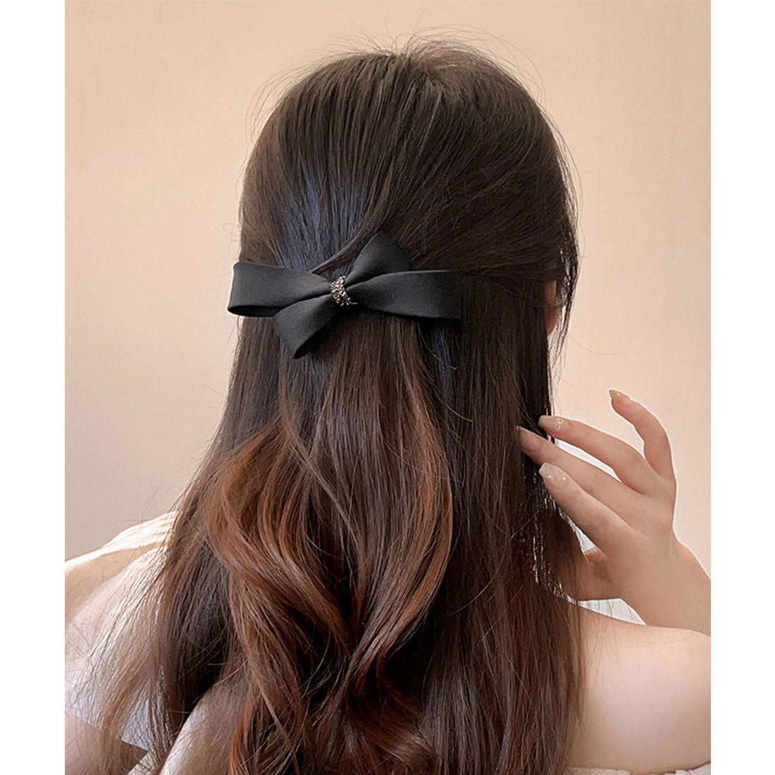 ミニミニストア miniministore ヘアクリップ リボンヘアピン 韓国風 （ブラック） ブラック
