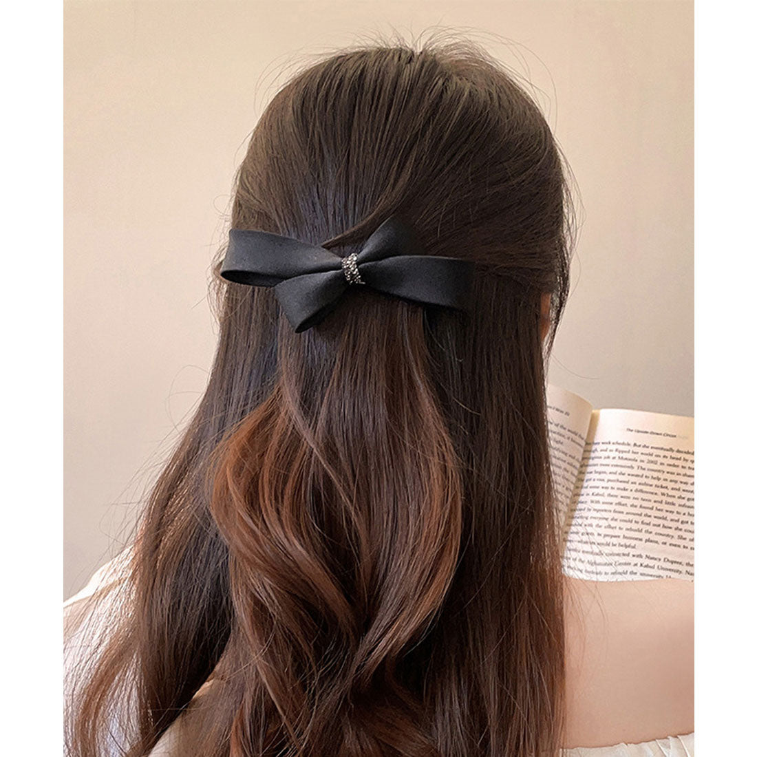 ミニミニストア miniministore ヘアクリップ リボンヘアピン 韓国風 （ブラック） ブラック