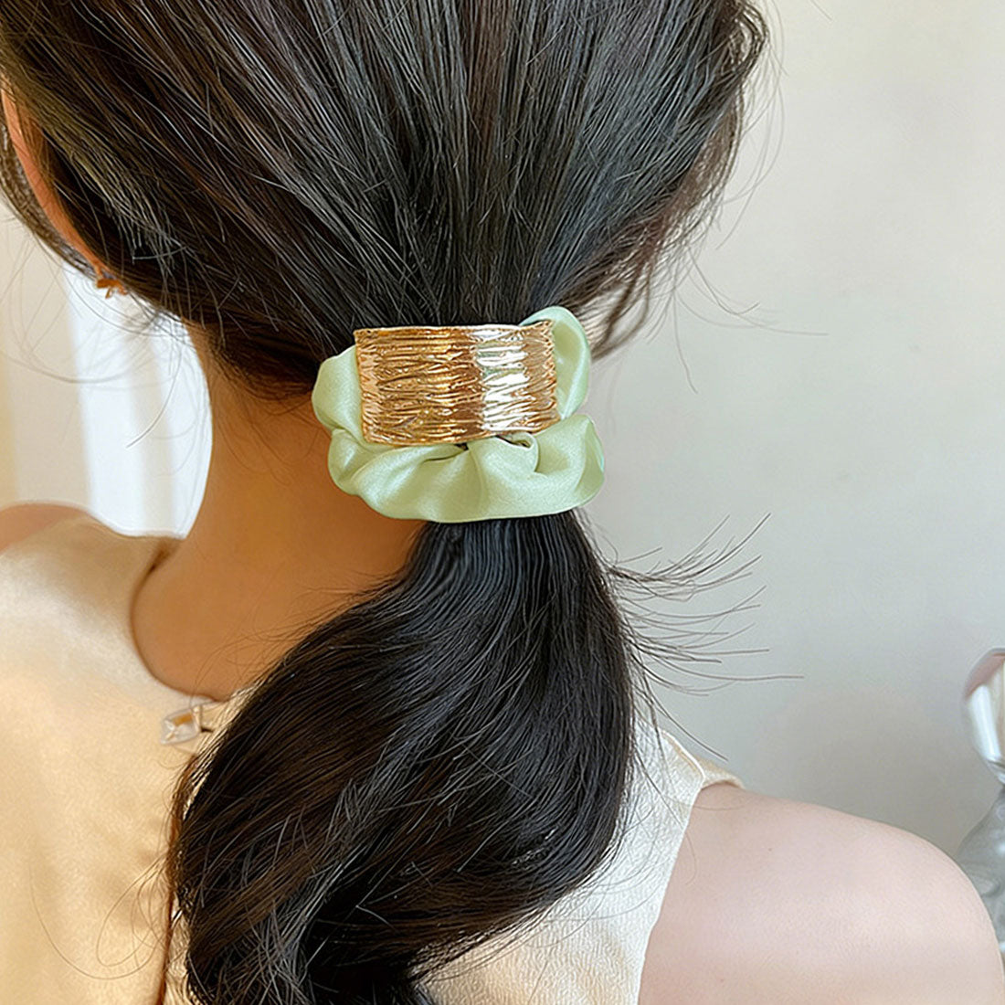 ミニミニストア miniministore プレート付きシュシュ 大人っぽいヘアゴム （ミント） ミント