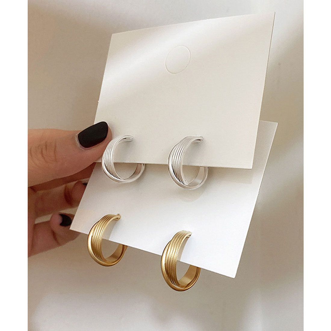 ミニミニストア miniministore フープピアス C型スタッドピアス 両耳用 （シルバー） シルバー