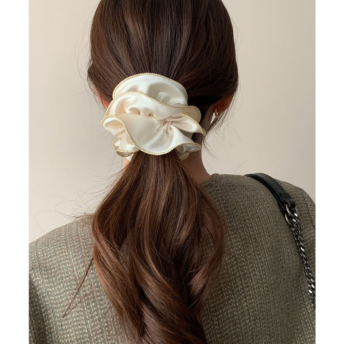 ミニミニストア miniministore サテンシュシュ ヘアゴム ボリューム （アイボリー） アイボリー