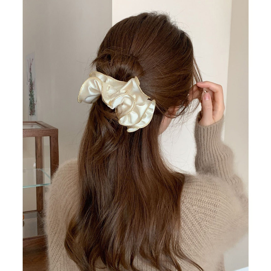 ミニミニストア miniministore サテンシュシュ ヘアゴム ボリューム （アイボリー） アイボリー