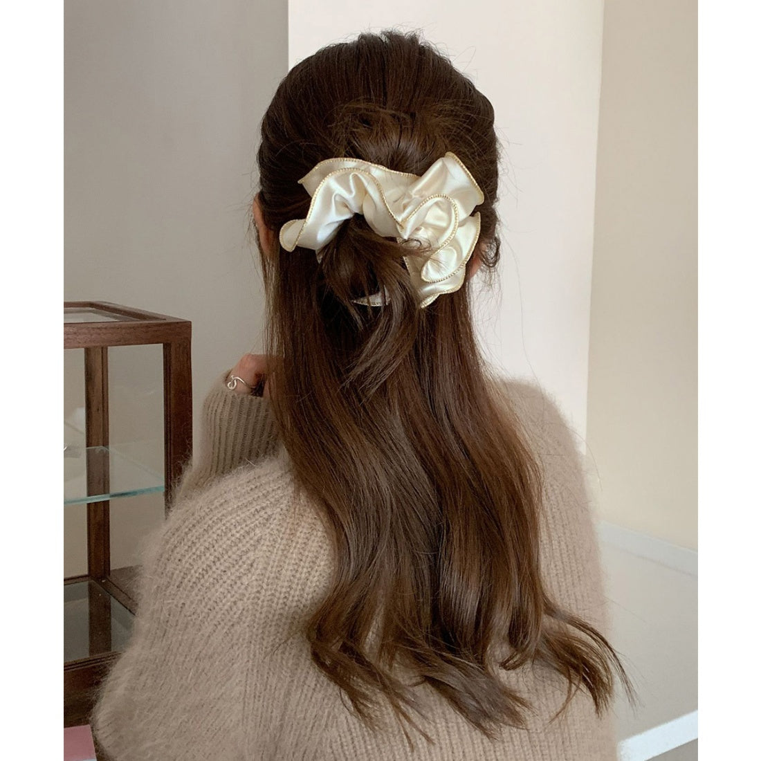 ミニミニストア miniministore サテンシュシュ ヘアゴム ボリューム （アイボリー） アイボリー