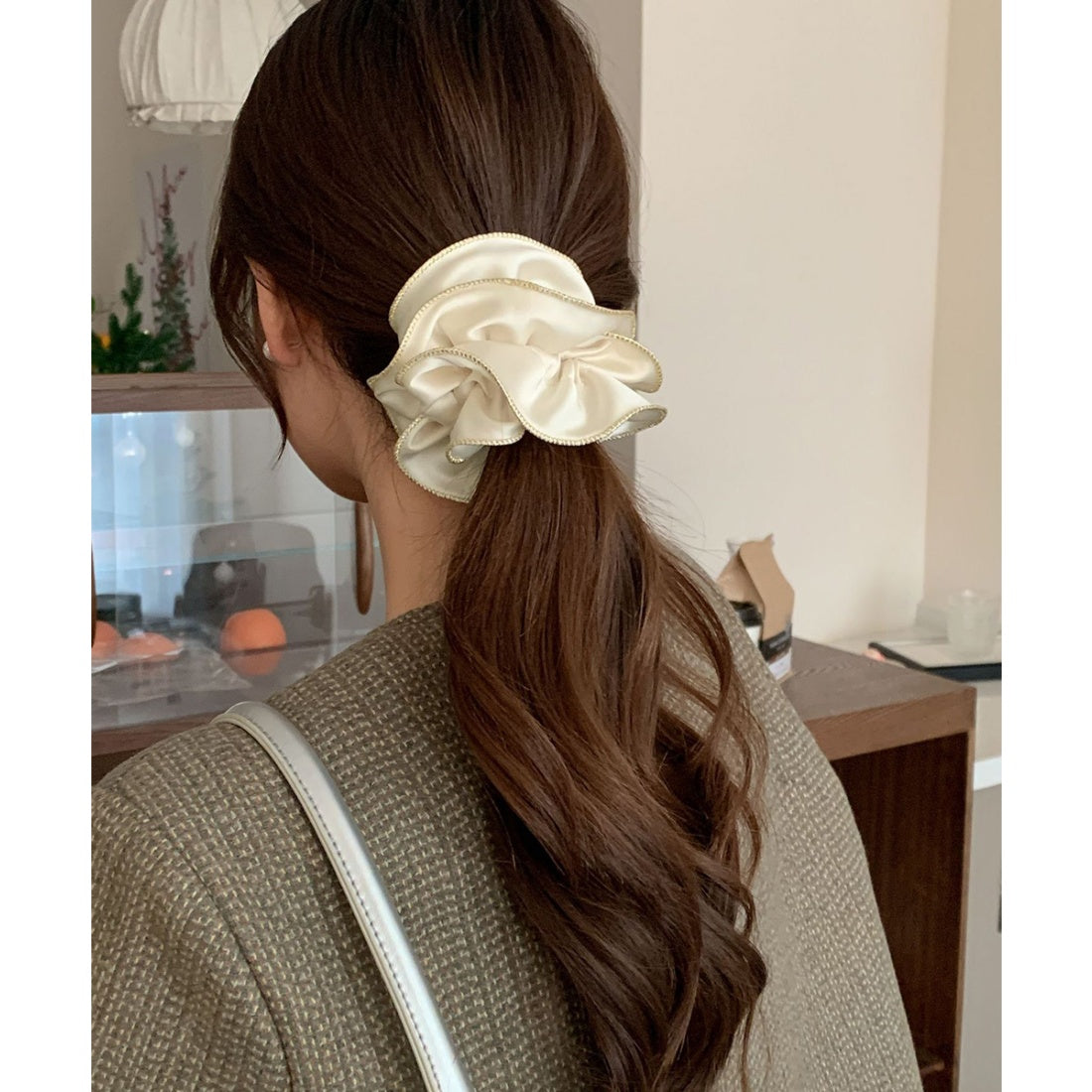 ミニミニストア miniministore サテンシュシュ ヘアゴム ボリューム （アイボリー） アイボリー