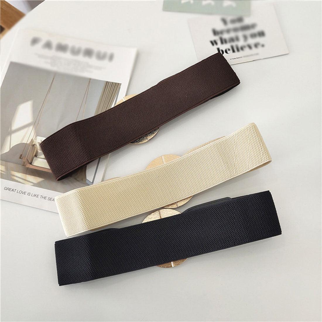 バックルベルト レディース ゴム PU