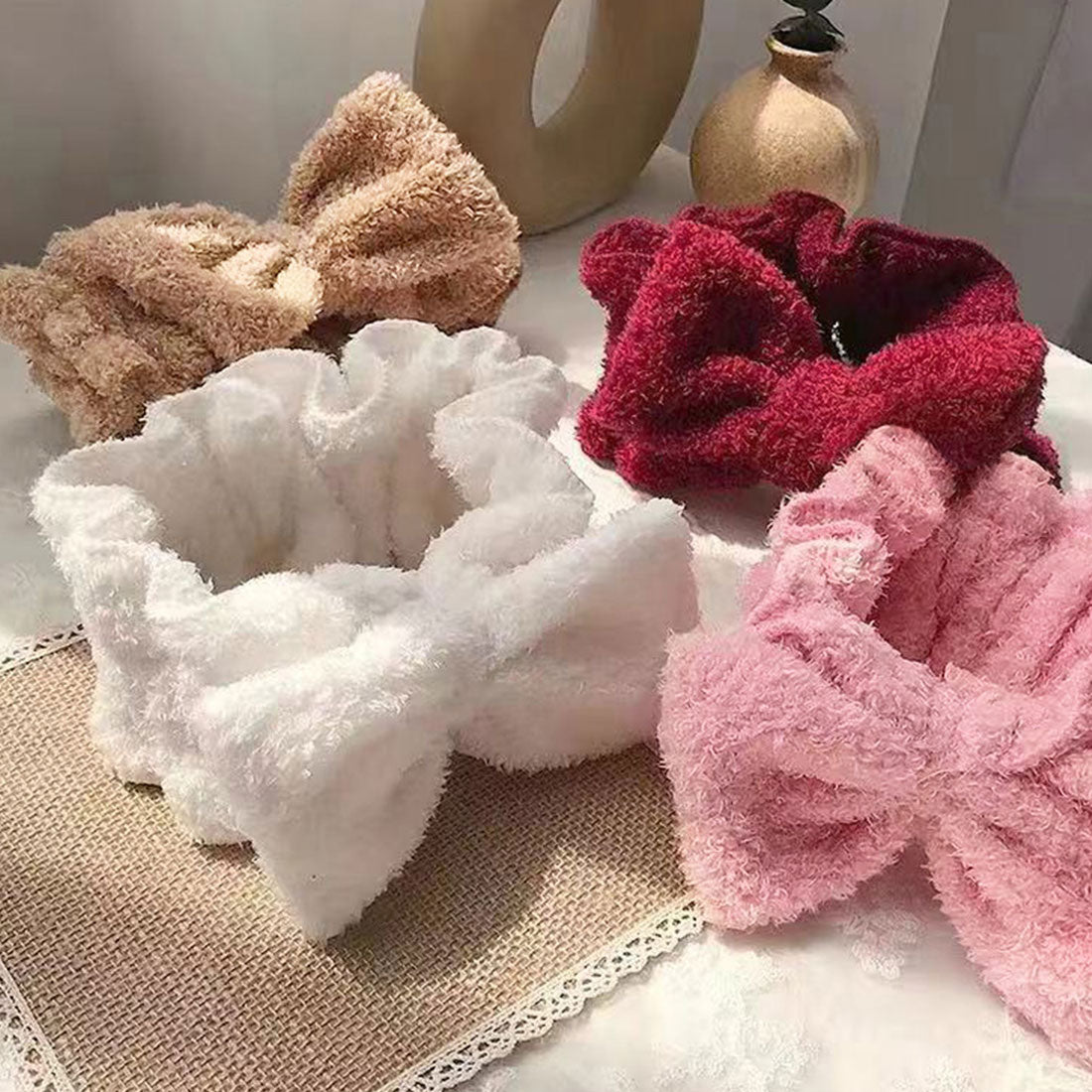 ふわふわ ヘアバンド 洗顔 リボン