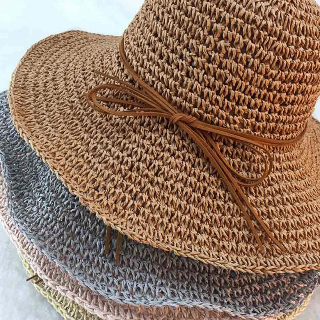 麦わら帽子 レディース 折たたみ ベージュ