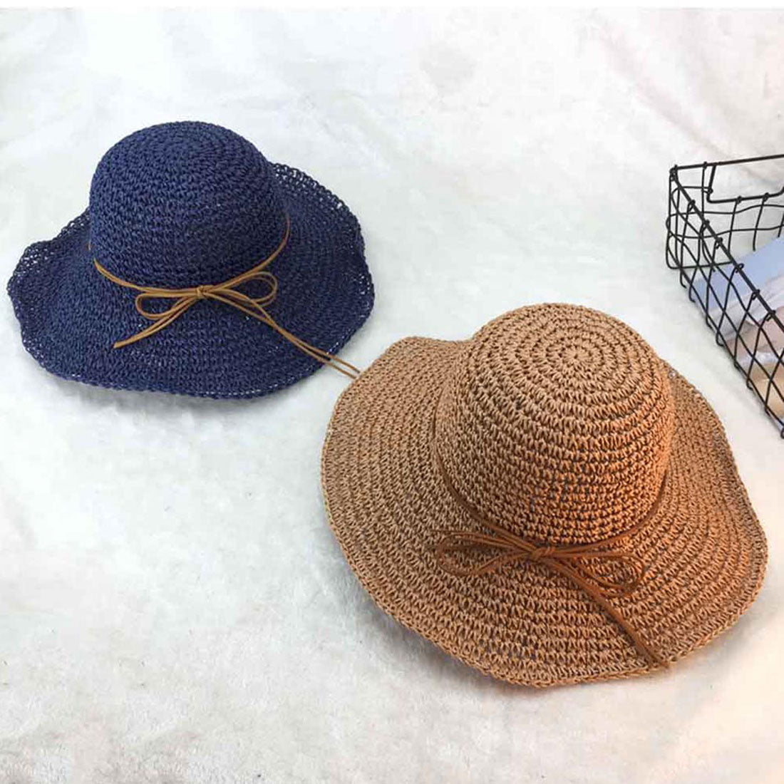 麦わら帽子 レディース 折たたみ ベージュ