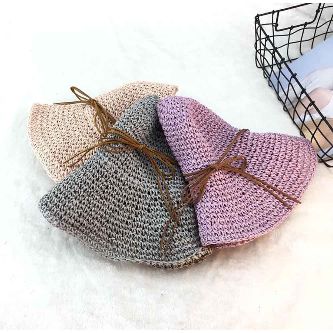 麦わら帽子 レディース 折たたみ ベージュ