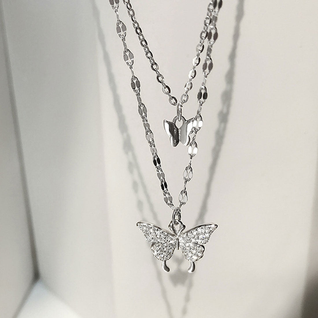 2連ネックレス 蝶々 ジュエリー 上品
