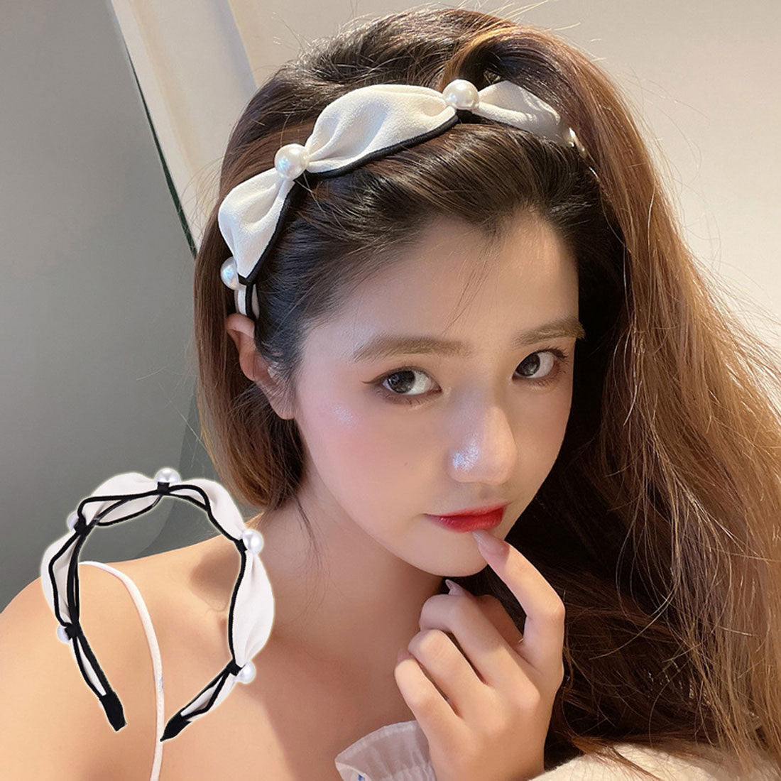 カチューシャ ヘアアクセサリー 韓国風,ホワイト