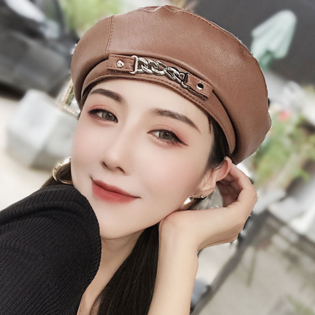 ベレー帽 帽子 レディース チェーン付き