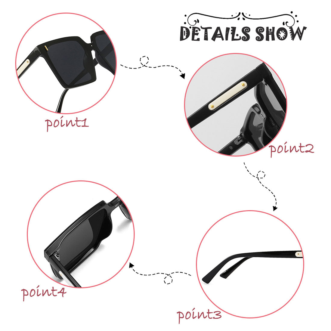 スクエアサングラス ビックフレームメガネ