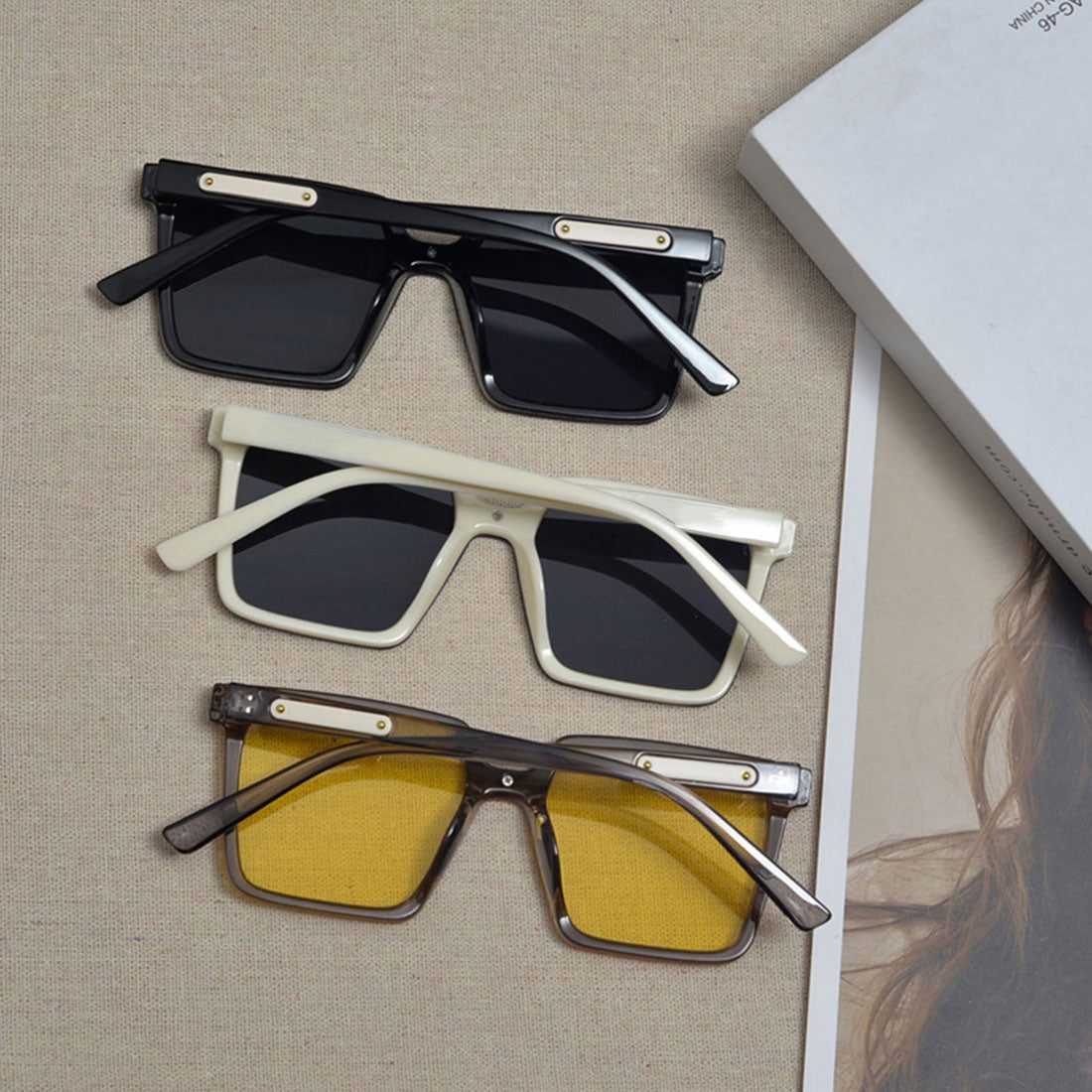 スクエアサングラス ビックフレームメガネ