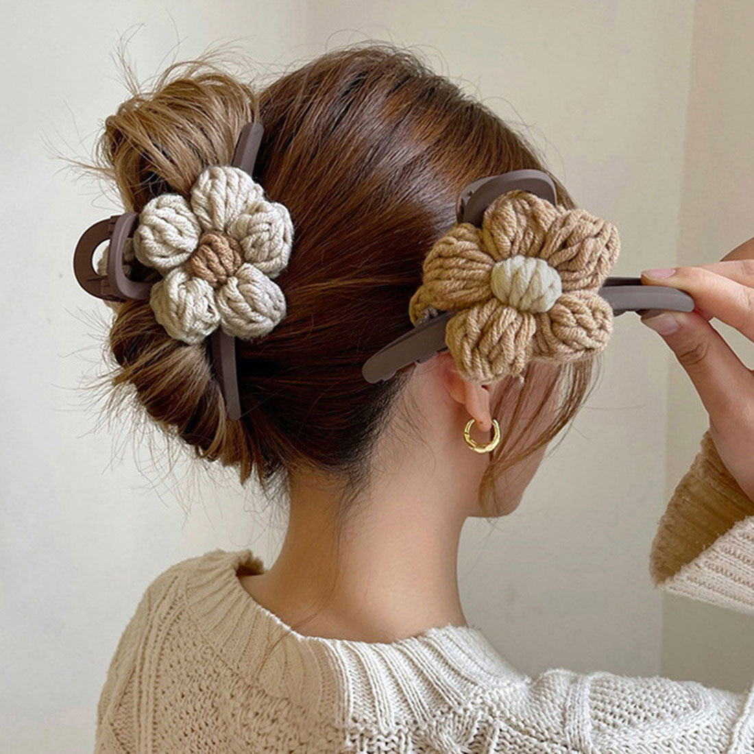 ヘアクリップレディース 花バンスクリップ