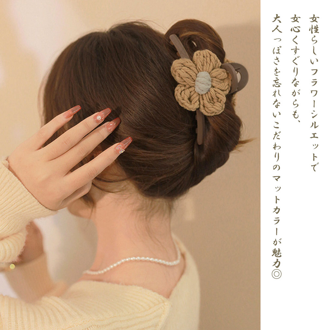 ヘアクリップレディース 花バンスクリップ