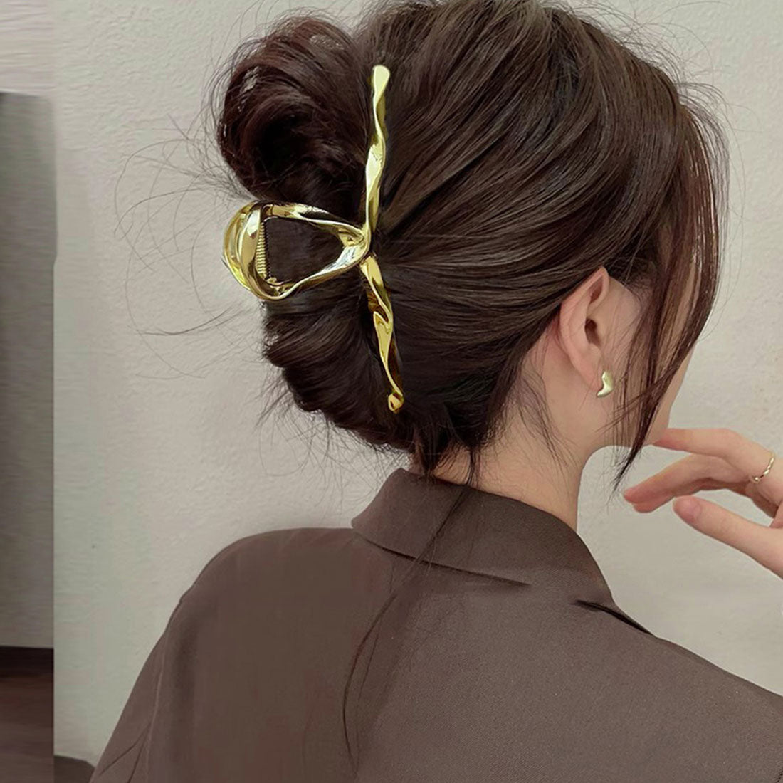 ヘアクリップ ウェーブ バンスクリップ シルバー