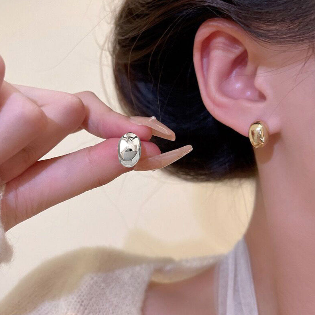 カシューナッツピアス ミニピアス シルバー