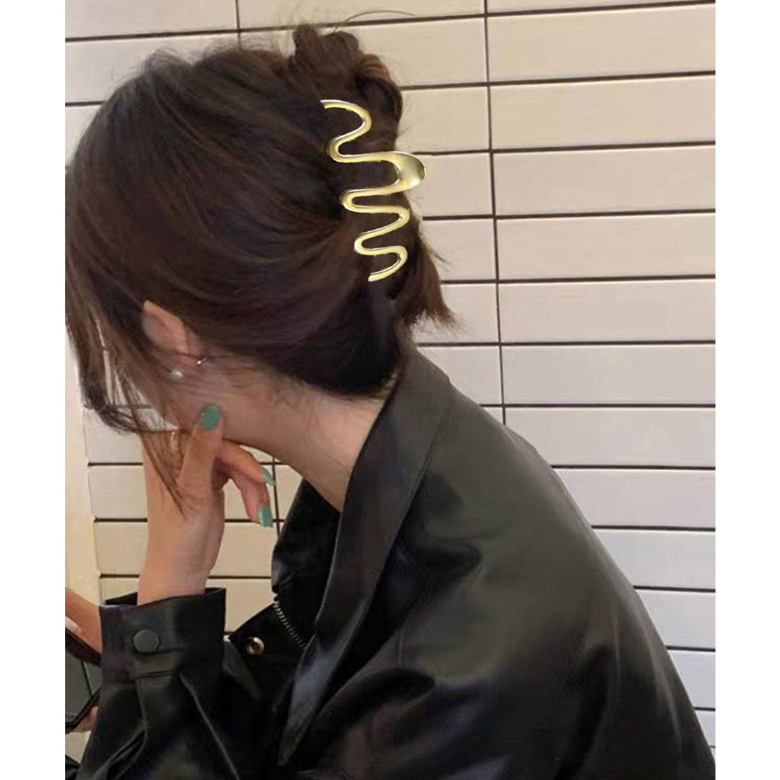 ウェーブヘアクリップ メタルヘアクリップ ゴールドB（艶なし）