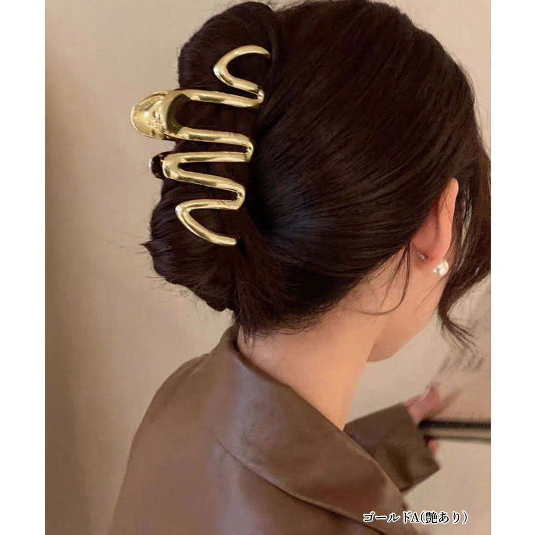ウェーブヘアクリップ メタルヘアクリップ ゴールドB（艶なし）