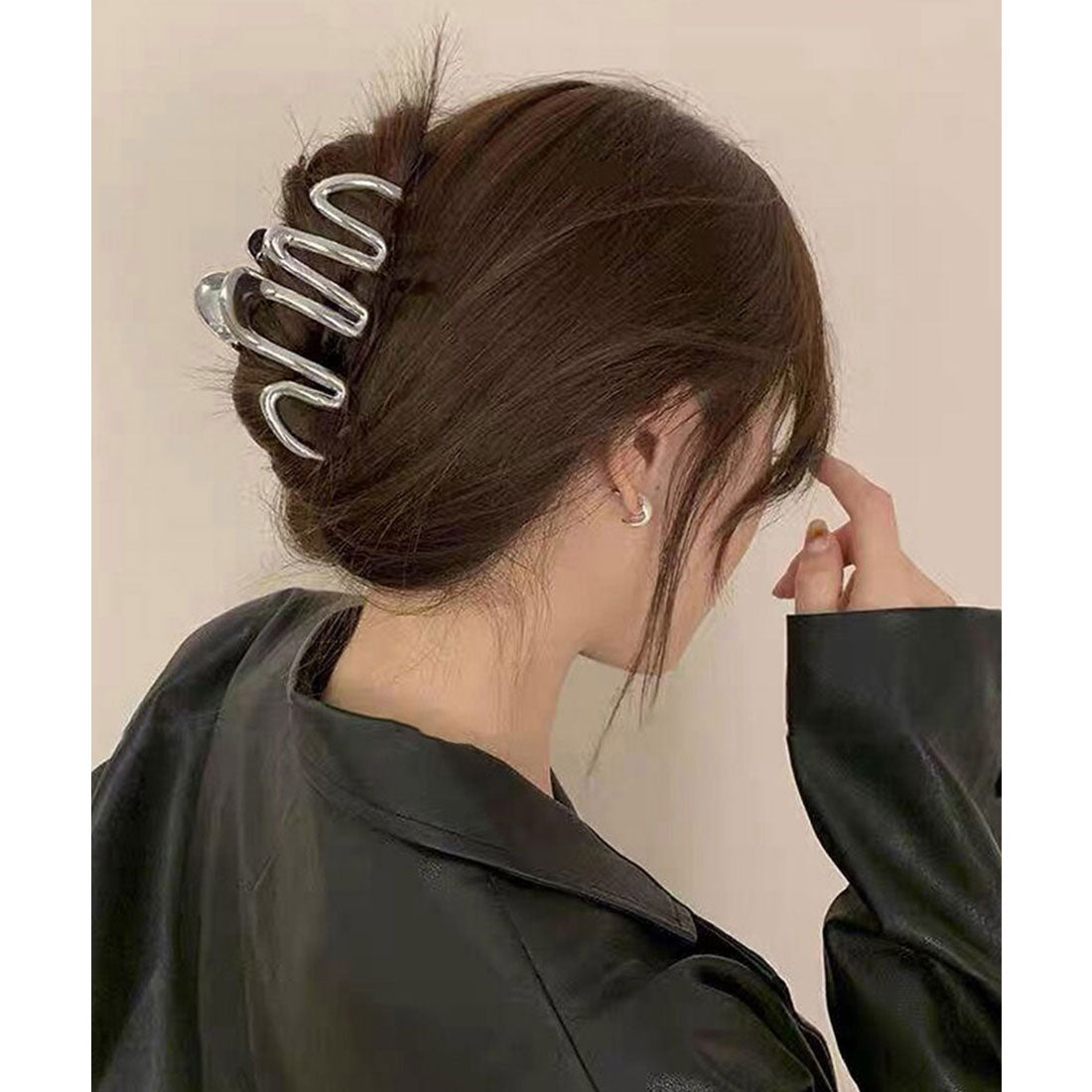 ウェーブヘアクリップ メタルヘアクリップ ゴールドB（艶なし）