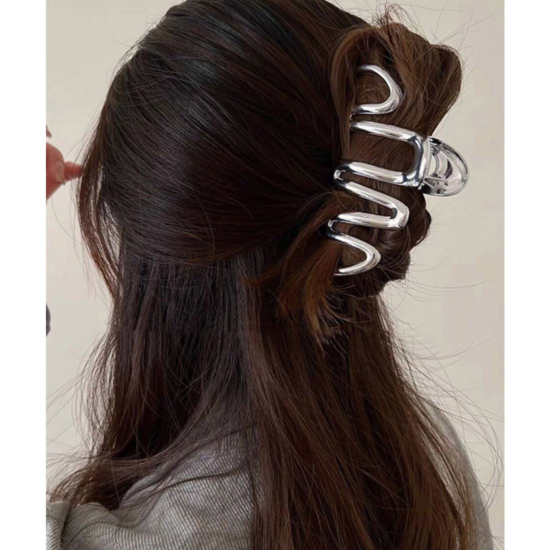 ウェーブヘアクリップ メタルヘアクリップ ゴールドB（艶なし）
