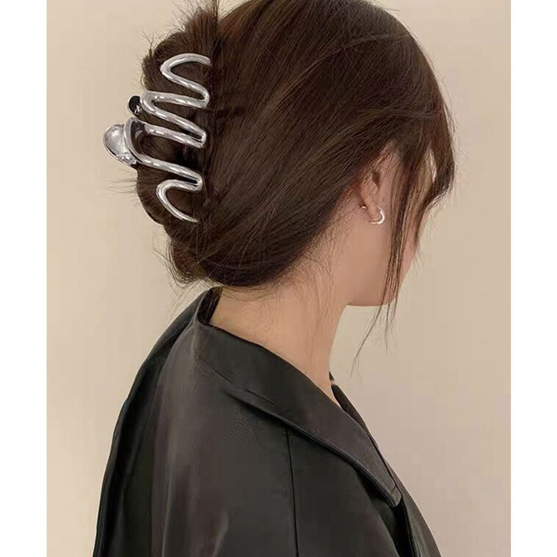 ウェーブヘアクリップ メタルヘアクリップ ゴールドB（艶なし）
