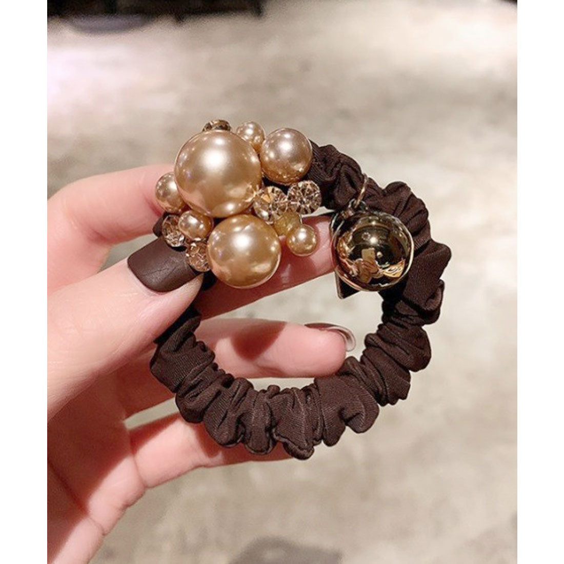パール ヘアアクセサリー レディース ダークブラウン